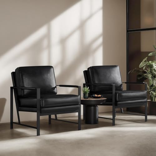 Yaheetech Mid-Century Modern Accent Chairs Set of 2, Black