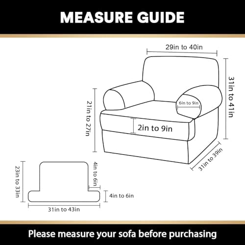 PrinceDeco 2 Pieces Armchair Slipcover Stretch Couch Covers for T Cushion Cha...
