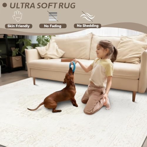 8x10 Area Rugs for Living Room: Washable Vintage Large Retro Rug Soft Non-Sli...