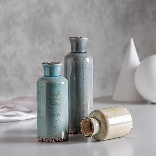 CwlwGO- Ceramic Vase Set of 3, Small Flower Vases for Home Decoration, Modern...