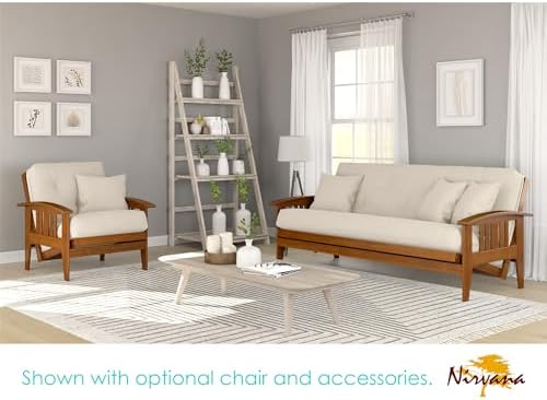 Westfield Futon Set - Queen Size, Frame, 8" Mattress, Twill Ivory Cover