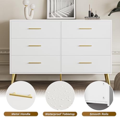 MAISONARIA 6 Drawer Dresser, White