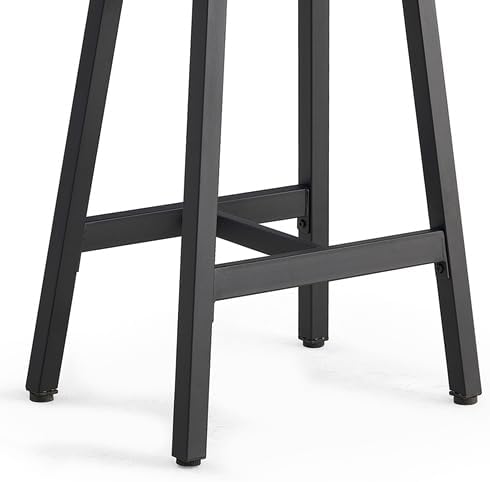 KORZEY Wood Counter Bar Stools Set of 3, Industrial Barstools with Rustic Sad...