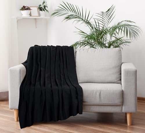 Utopia Bedding 100% Cotton Thermal Blanket Black Twin, 90x72 Inches