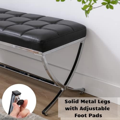 HEAH-YO Modern Dining Bench for Table, Button Tufted Ottoman Bench with Metal...