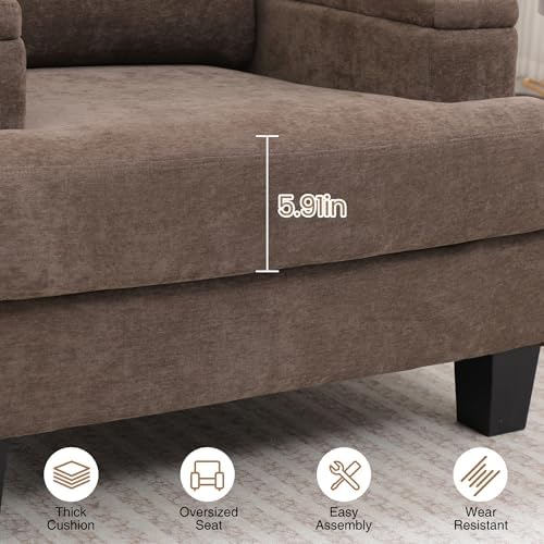 Modern Upholstered Accent Chair, Living Room Chairs with Storage Armrest, Com...