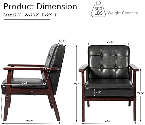 Okeysen Accent Chairs Set of 2, Mid Century Modern Accent Chair, Retro Wood a...