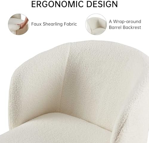 NORDICANA Barrel Dining Room Chair with Arms, Off-White