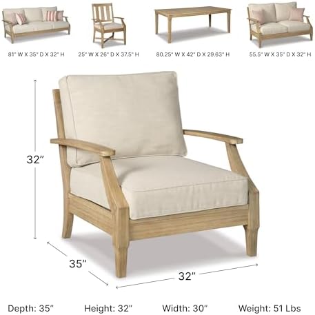 Signature Design by Ashley Clare View 1-Piece Outdoor Lounge Chair, Beige