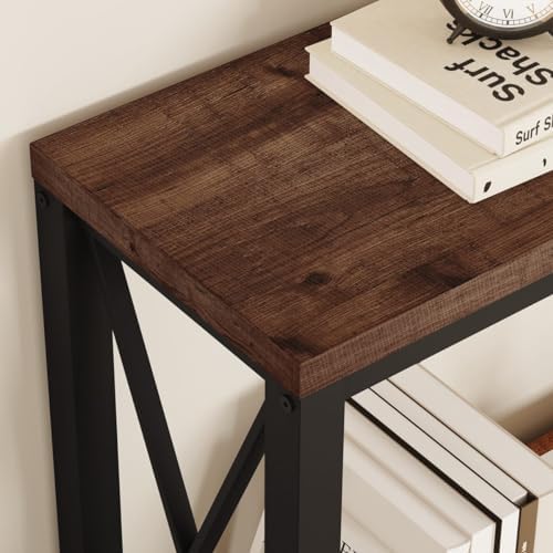 BON AUGURE 2 Tier Console Table for Entryway, Metal Wood Sofa Table Behind Co...