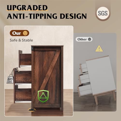 WLIVE Brown Dresser for Bedroom, 9 Drawer Wooden Chest of Drawers with SGS-Te...