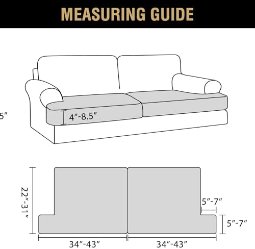 H.VERSAILTEX Stretch Velvet 2 Piece T Cushion Sofa Slipcovers - Individually ...
