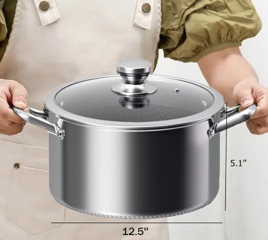 Toutrop Hybrid Nonstick 8-Quart Stockpot, Stainless Steel Stock Pot - Image 5