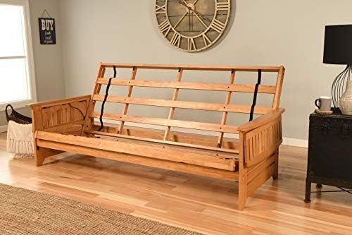 Kodiak Furniture Phoenix Queen Size Futon Set in Butternut Finish, Suede Black