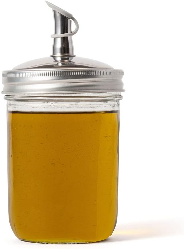 Jarware Stainless Steel Oil Cruet Lid, Wide Mouth Mason Jar Pour Spout Lid by Jarware