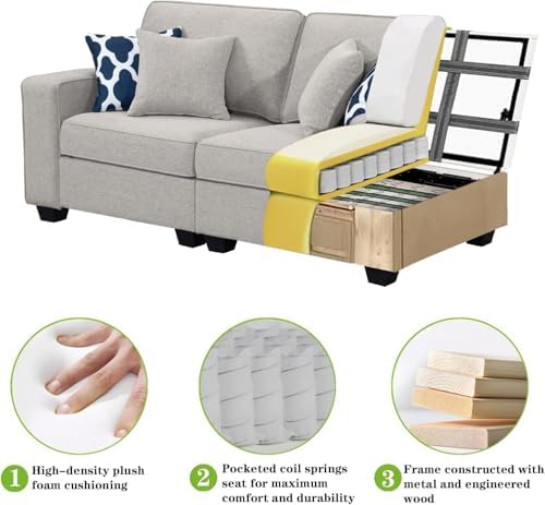 Legend Vansen Oversized Modular Sectional Sofa,U/L‑Shaped Reversible Couch wi...
