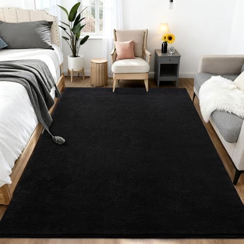 Large Area Rugs for Living Room Bedroom 8x10 Black Rug Ultra Soft