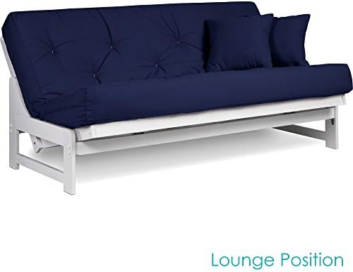 Nirvana Futons Arden White Futon Set Queen Size - Armless Futon Frame with Ma...