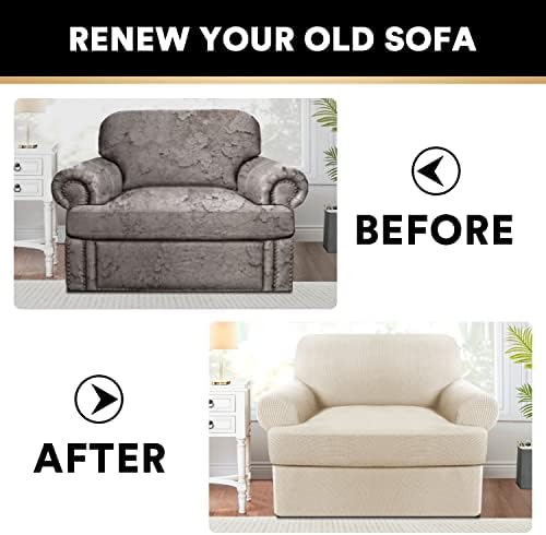 PrinceDeco 2 Pieces Armchair Slipcover Stretch Couch Covers for T Cushion Cha...
