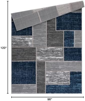 L'Baiet Verena Geometric Area Rug Blue Grey 8' x 10' Large Area R...
