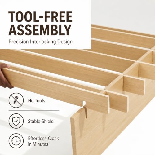 Brafab Queen Japanese Platform Bed Frame with Wooden Slats, Easy Assembly