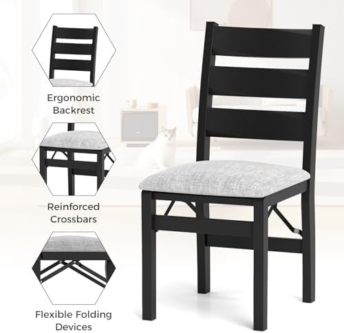 Giantex Modern Folding Dining Chairs Set, Upholstered Kitchen Chairs with Sla...
