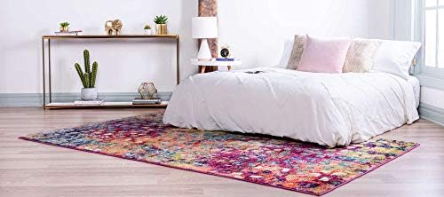 Unique Loom Jardin Collection Colorful, Vibrant, Abstract, Modern Area Rug (1...