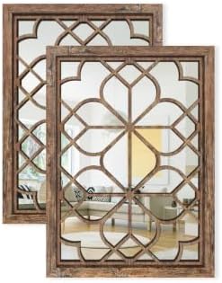 Set of 2 19x26 Inch Large Maroon Shatterproof Rectangular Wall Mirrors, Boho ...