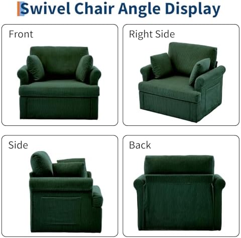 Garvee 39" Modern 360 °Swivel Accent Chair,Large Corduroy Accent Chairs ...