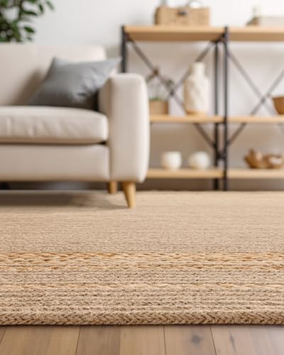 DEXI Woven Jute Rug 5x8, Indoor Outdoor Farmhouse Area Rugs for Living Room