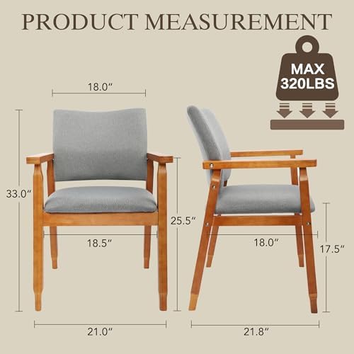 GOTMINSI Mid-Century Modern Linen Dining Chair with Arms, Solid Wood Frame, 3...