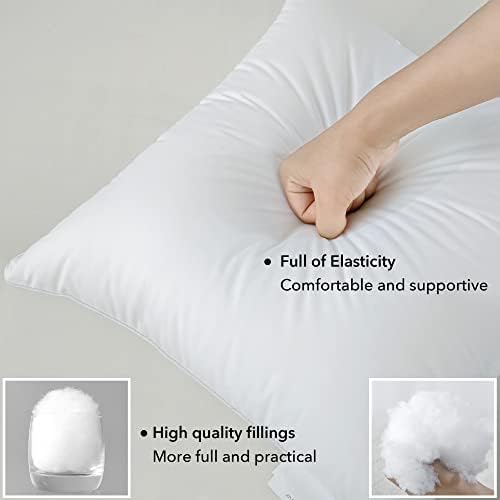 FAVRIQ 20 x 20 Pillow Inserts (Set of 2) - 20 Inch Square Interior Couch Throw Pillow with 100% Cotton Cover - Decorative Pillow Insert Pair - White Sofa Pillow