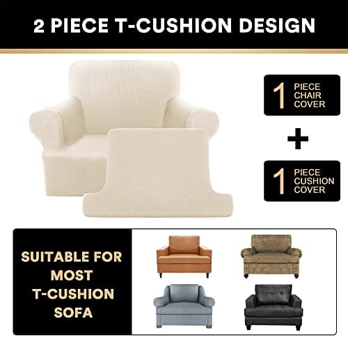 PrinceDeco 2 Pieces Armchair Slipcover Stretch Couch Covers for T Cushion Cha...