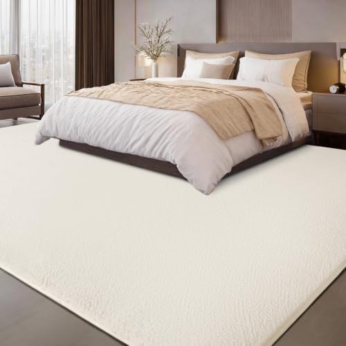 qulint 8x10 Cream White Rug for Living Room, Soft Large Carpet for Bedroom