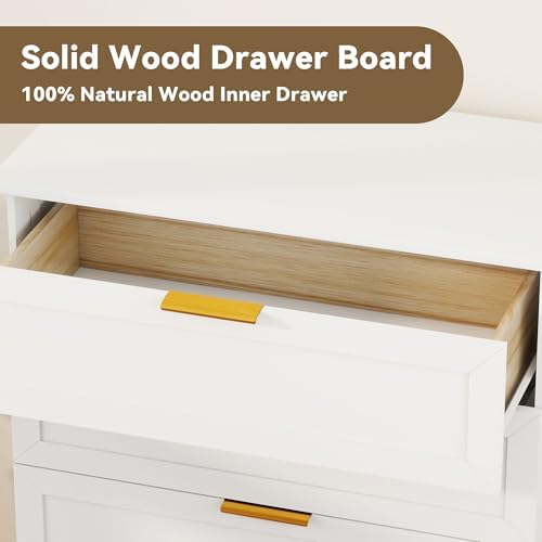 FTZxHKLX White 4 Drawer Dresser for Bedroom, Modern Chest of Drawers