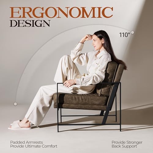 Yaheetech Mid-Century Accent Chair, Modern Armchair, Brown
