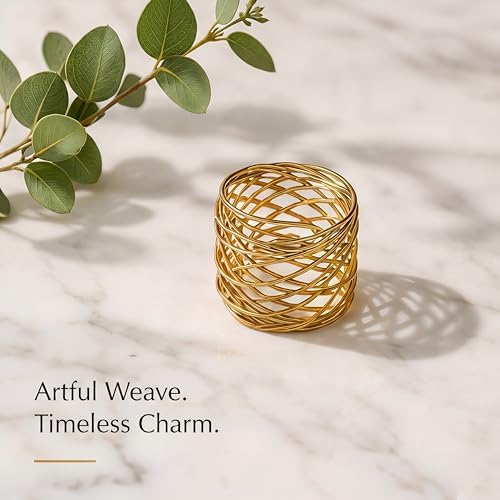 Durable Metal Iron Napkin Rings for Table Decor, Elegant Metal Table Setting Accessory, Rustic Napkin Holder for Modern Farmhouse & Everyday Dining Set of 50 (Gold) - ALPHA Living HOME
