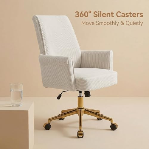 YITAI Stripes Velvet 360°Swivel Desk Chair, Modern Height Adjustable Home Off...