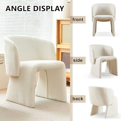 NORDICANA Barrel Dining Room Chair with Arms, Off-White