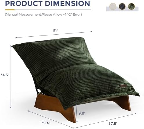 MAXYOYO Adjustable Living Room Chair, 3-Position Bean Bag Chair with Frame