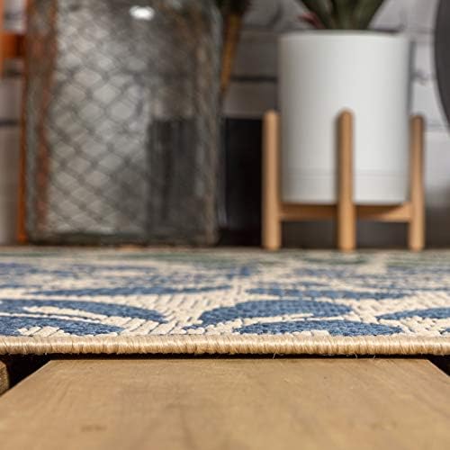 JONATHAN Y Floral Textured Weave Indoor Outdoor Area Rug 8X10 Navy/Green, Zin...