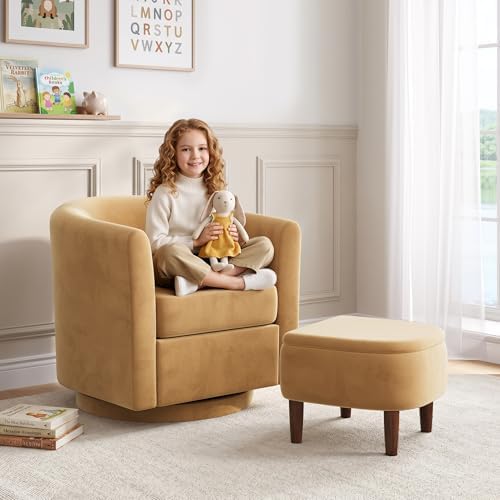 360° Swivel Accent Chair with Storage Ottoman Set of 2