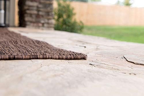 Unique Loom Collection Casual Transitional Solid Heathered Indoor/Outdoor Fla...