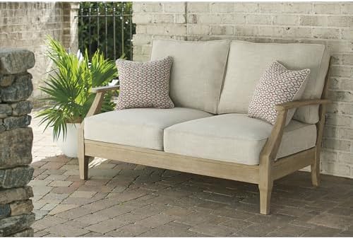 Signature Design by Ashley Clare View Outdoor Loveseat with Cushion, Beige