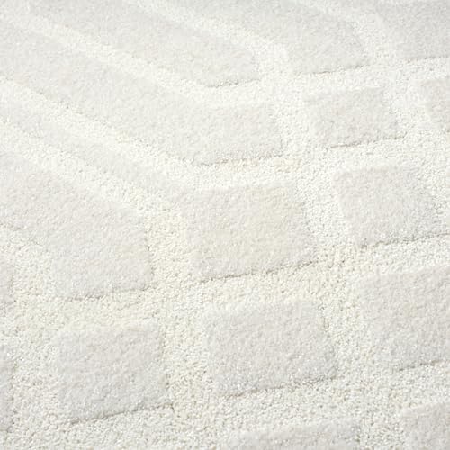Abani Cozy Cream Area Rug for Living Room, Bedroom - Geometric Diamond Patter...