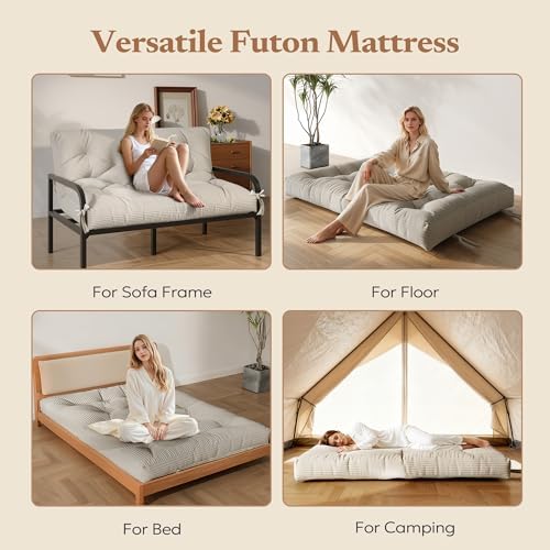 Furnify 6" Futon Mattress Queen Size, Futons Sofa Couch Bed with Straps,...