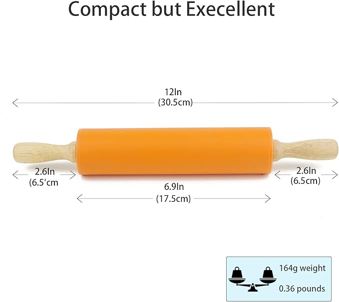 Silicone Rolling Pin for Baking Non-stick Rolling Pin Dough Roller Wooden - Image 2