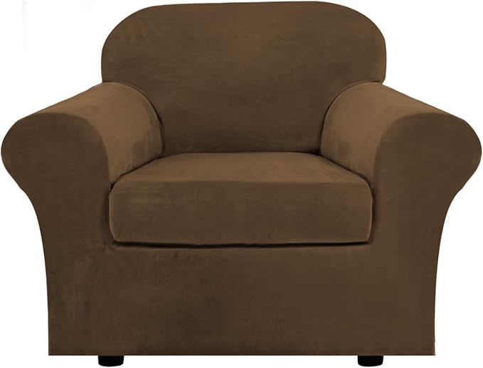 H.VERSAILTEX Rich Velvet Stretch 2 Piece Cover Chair Slipcover Sofa Cover by HVERSAILTEX