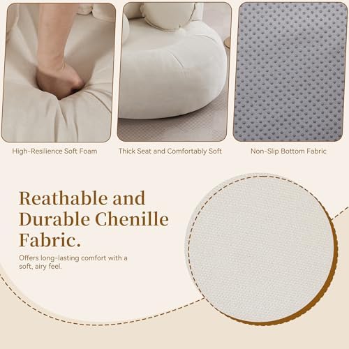 WUTUTUEE Round Oversized Chair Floor Sofa Chair, Chenille Compressed Circle C...