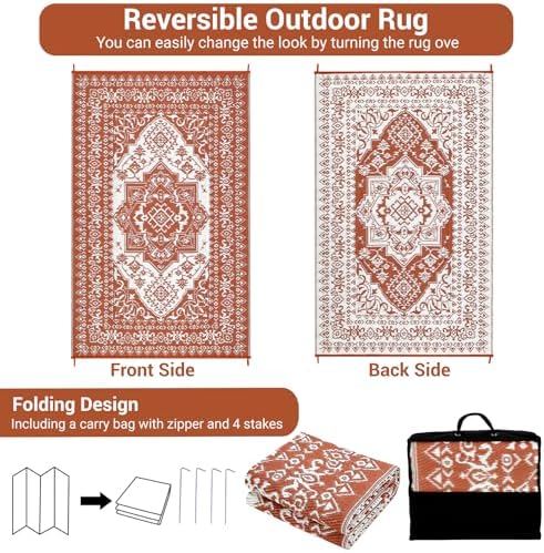 GarveeHome Outdoor Rugs 8x10 Waterproof Reversible Outdoor Plastic Straw Rug ...
